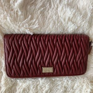Red Coach Zip Around Wallet Authentic